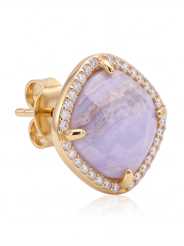 Par Arete Rombo Piedra Celeste Agata Zirconias