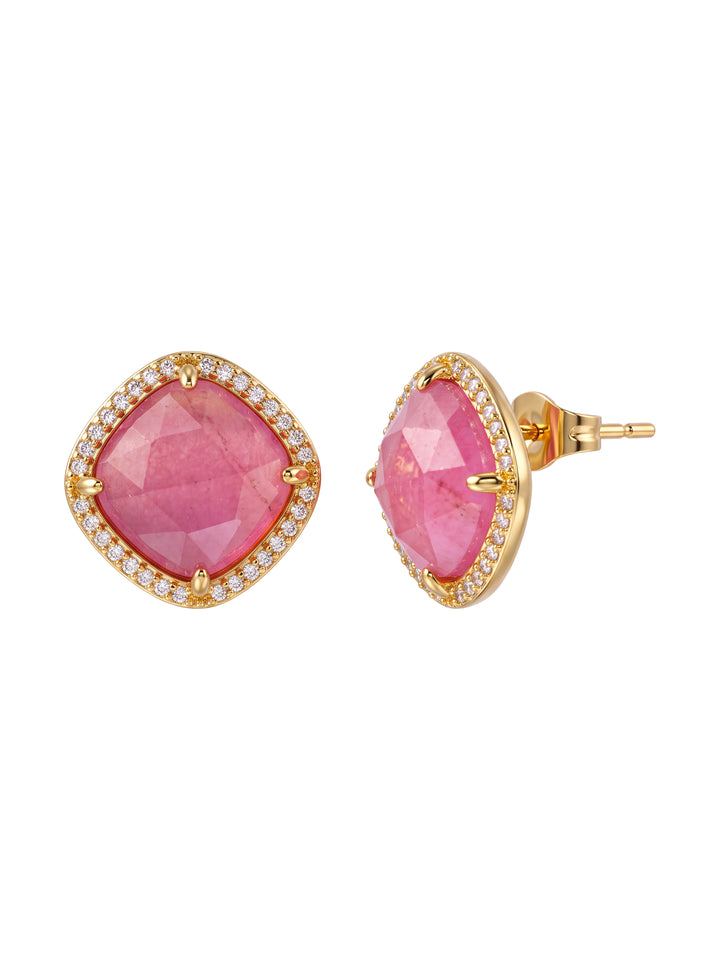 Par Arete Rombo Piedra Roja Agata Zirconias