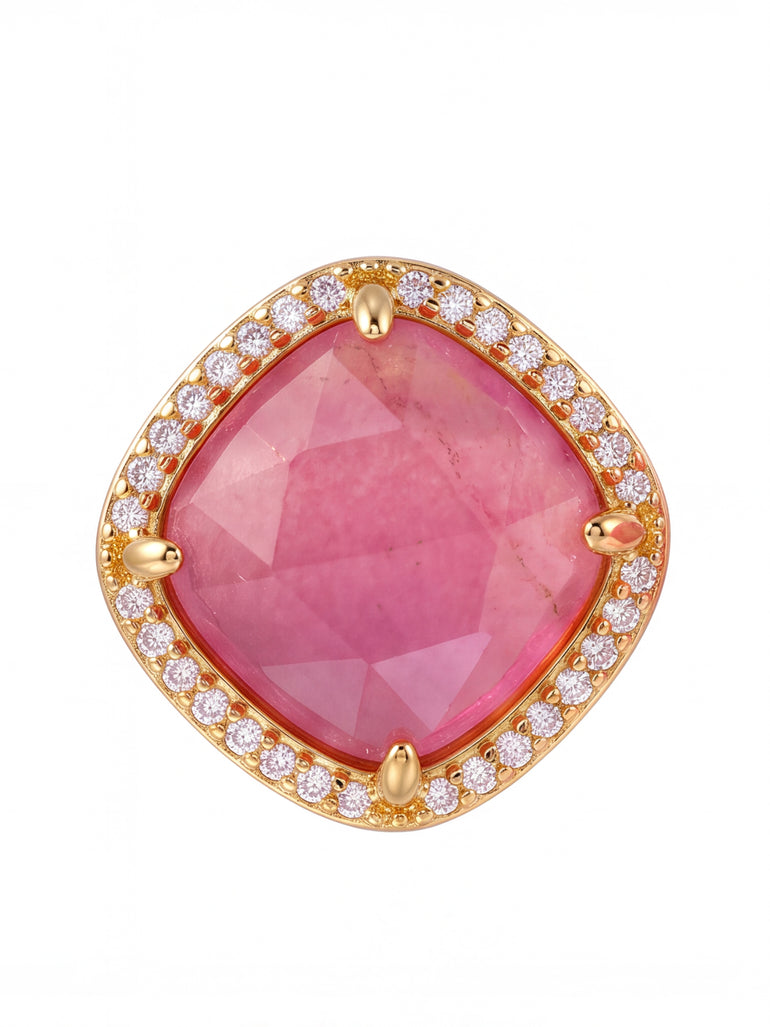 Par Arete Rombo Piedra Roja Agata Zirconias