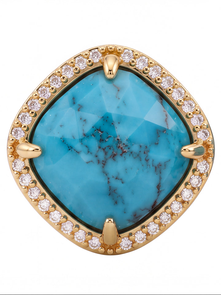 Par Arete Rombo Piedra Howlita Turquesa Zirconias