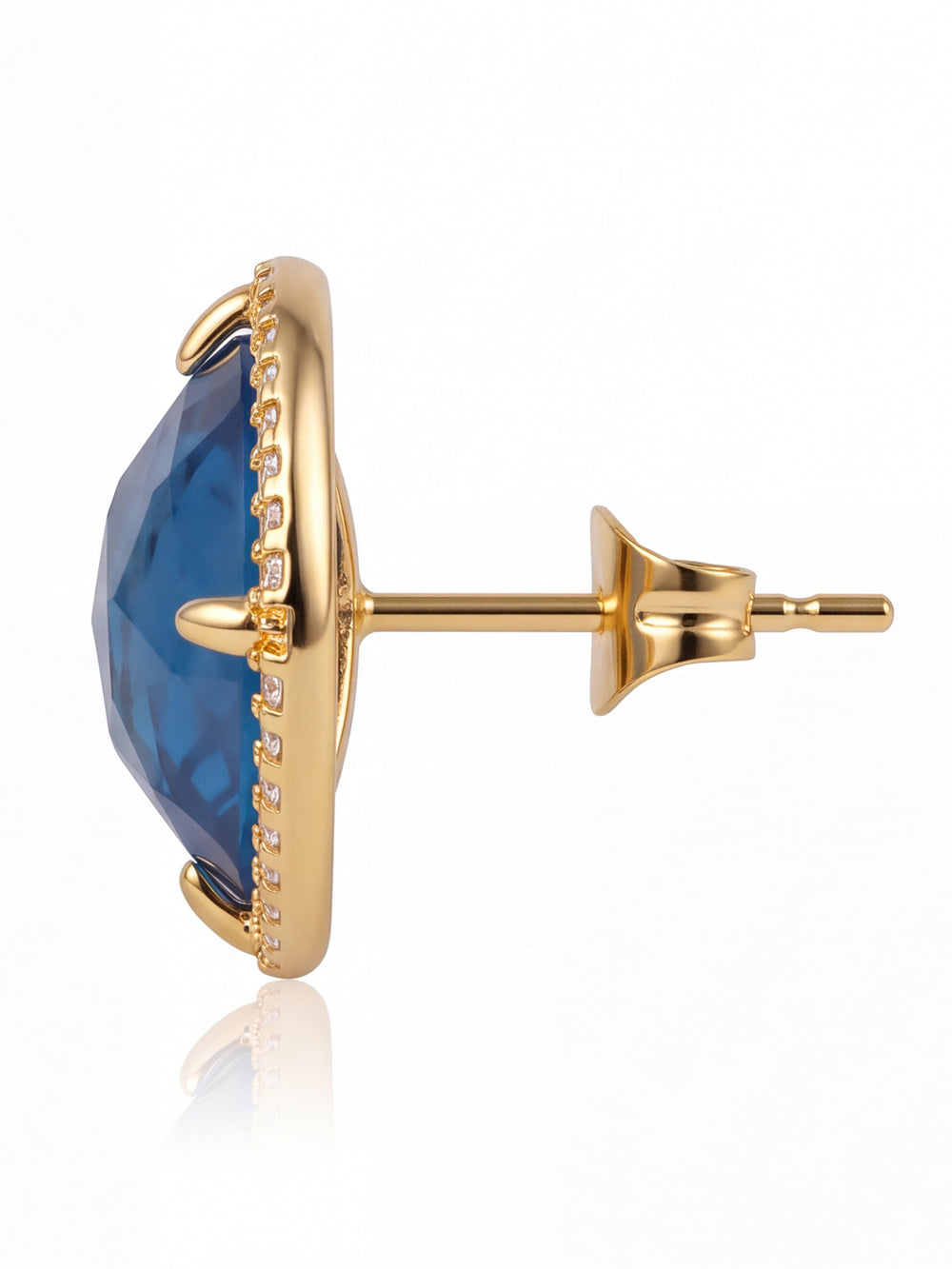 Par Arete Rombo Piedra Calcedonia Azul Zirconias