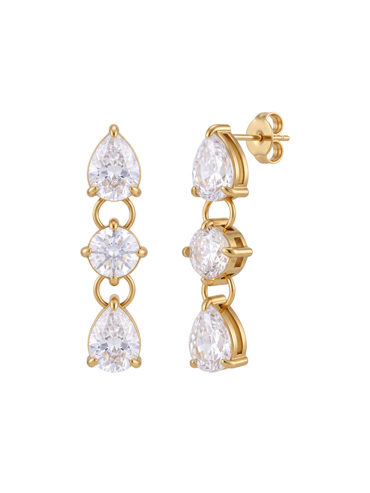 Par Arete Tira Zirconias Dos Gotas