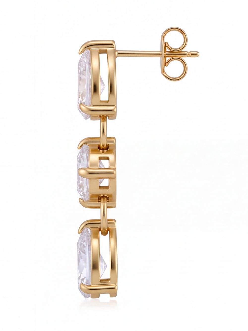 Par Arete Tira Zirconias Dos Gotas