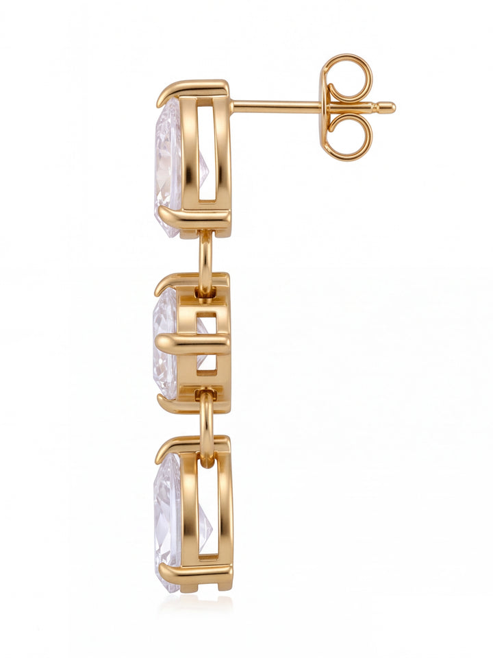 Par Arete Tira Zirconias Dos Gotas