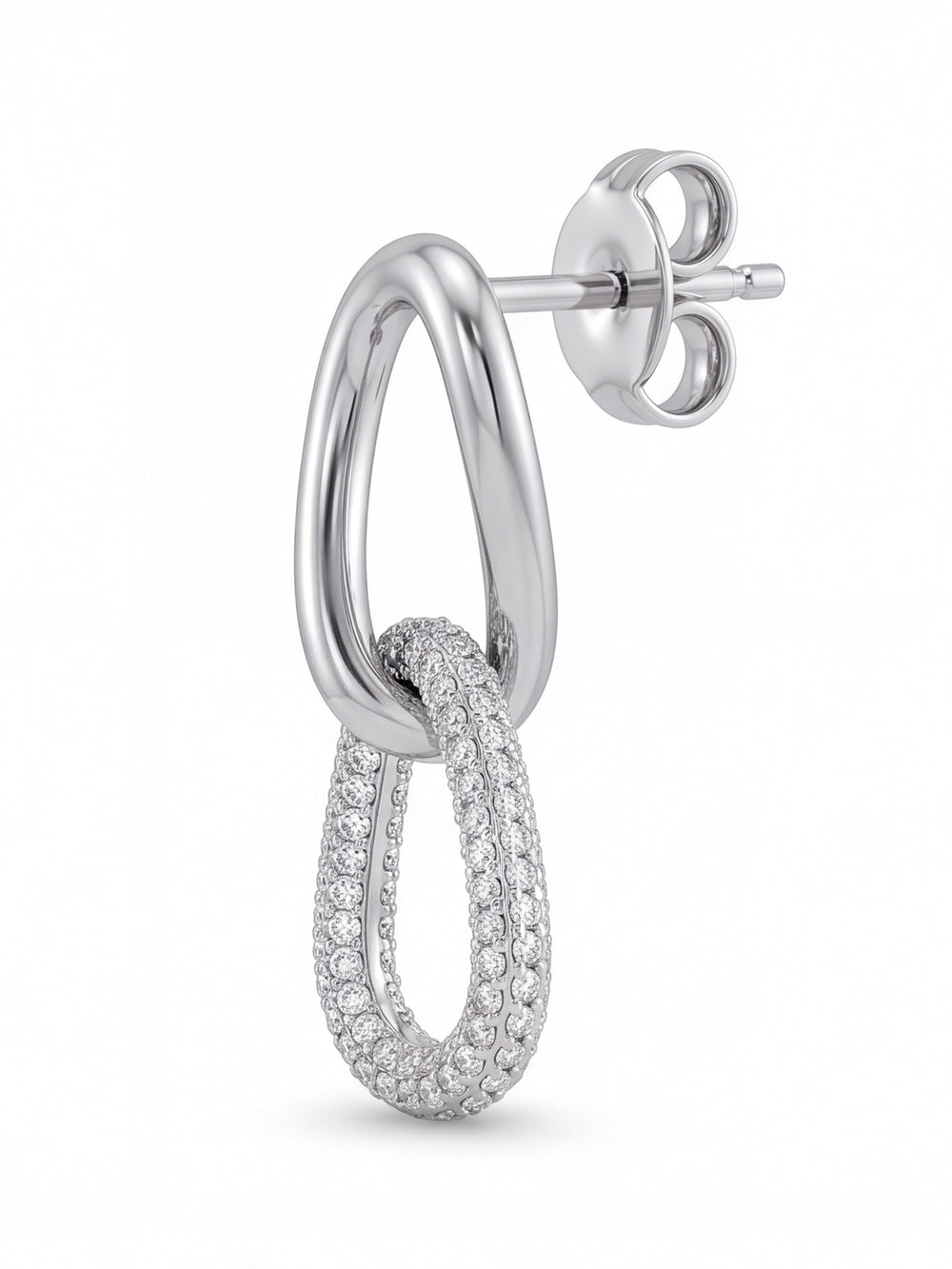 Par Arete Doble Ovalo Enlazado Con Zirconias
