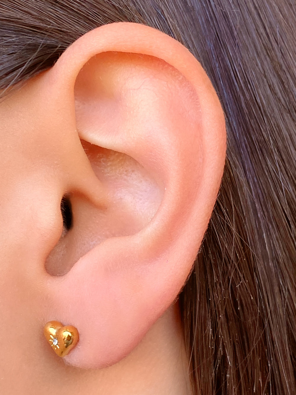 Par Arete Mini Corazon Centro Zirconia