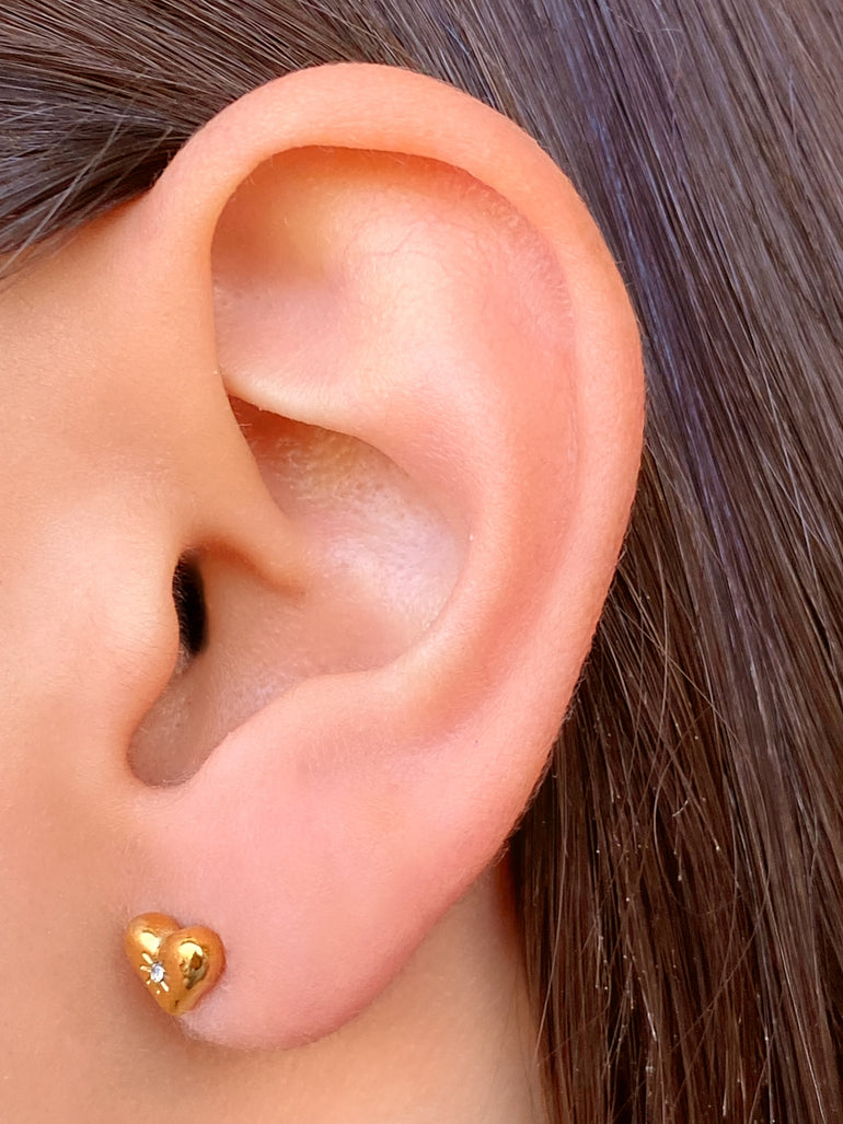 Par Arete Mini Corazon Centro Zirconia