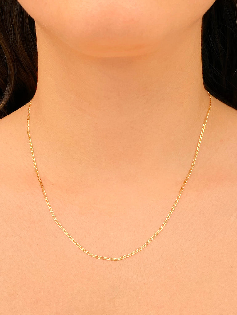 Collar Cadena Eslabones Planos Martillados Oro 14k