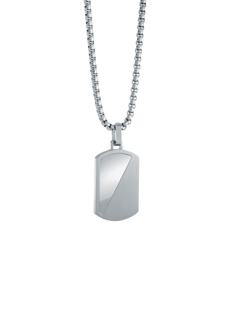 Cadena Con DogTag Mitad Pulido/Cepillado