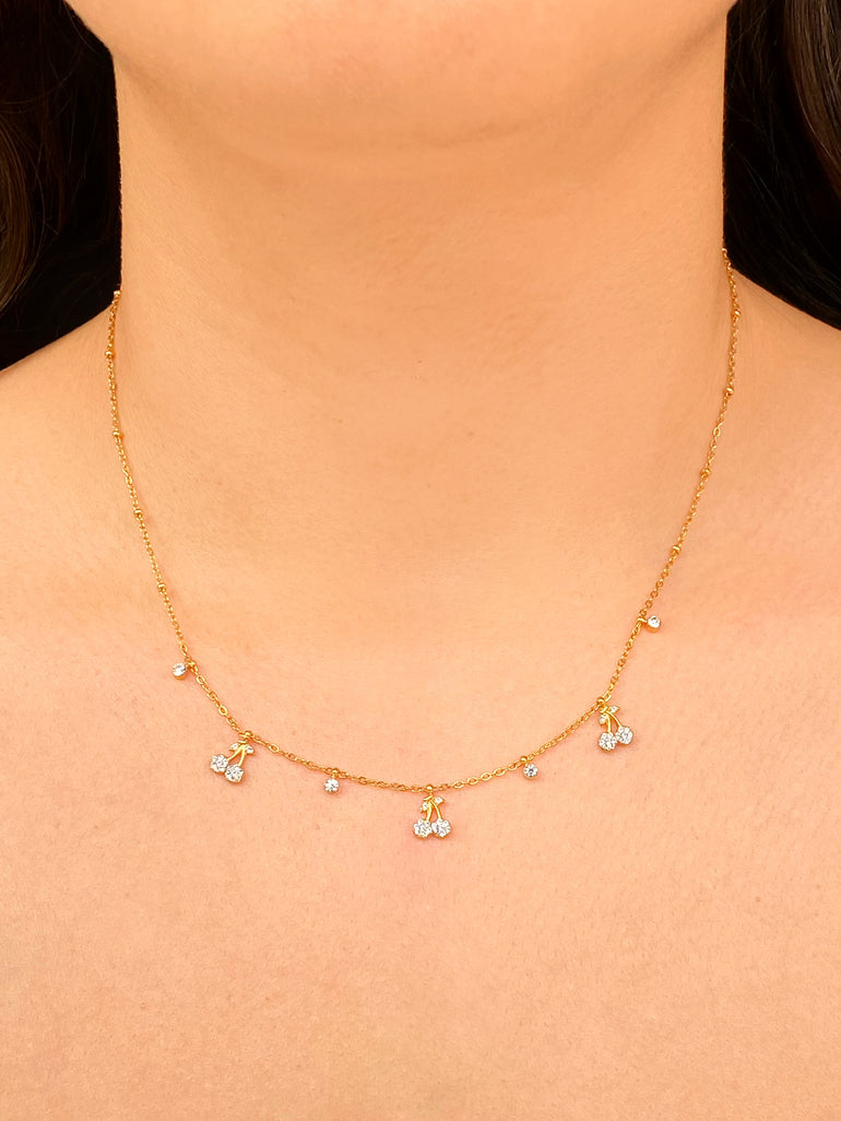 Collar Con Minis Cerezas y Zirconias