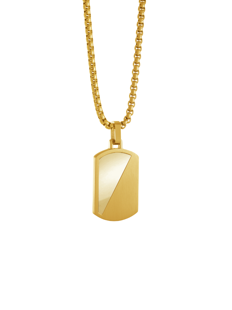 Cadena Con DogTag Mitad Pulido/Cepillado