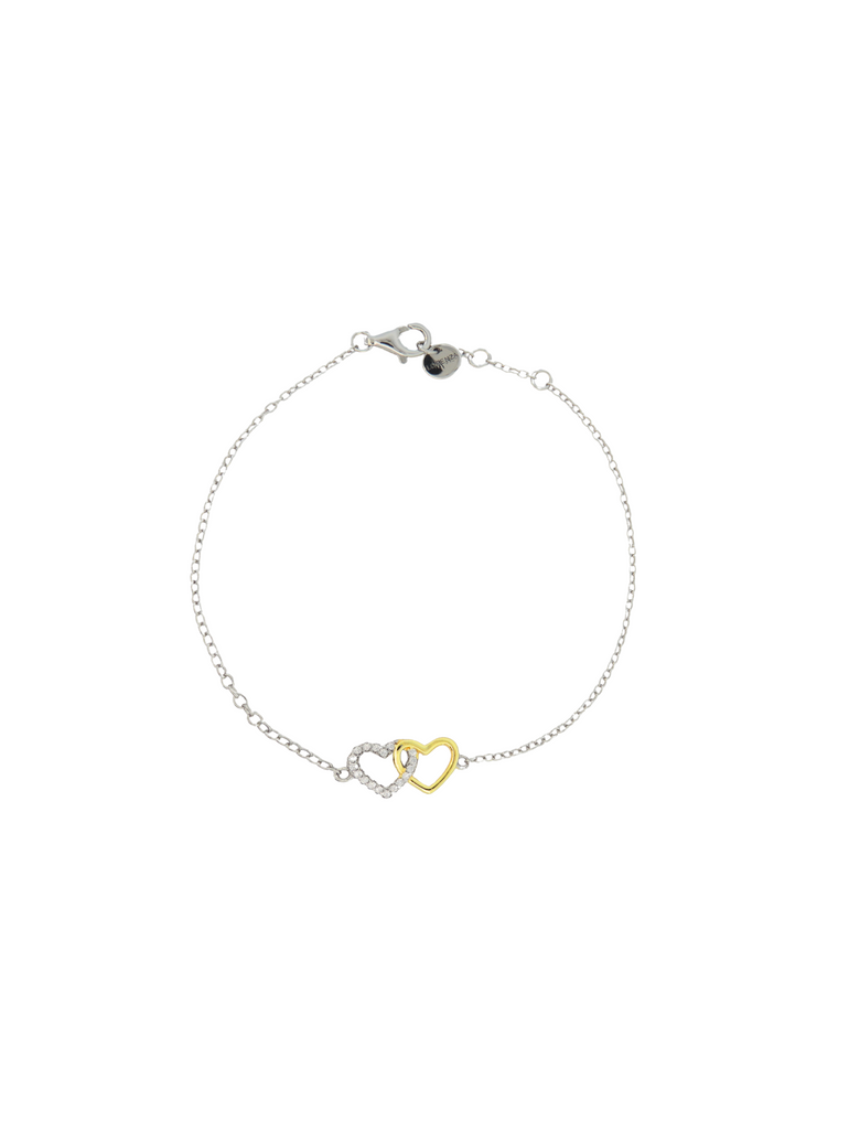 Pulsera Plateada Con Corazon Dorado