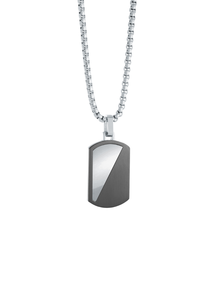 Cadena Con DogTag Mitad Pulido/Cepillado
