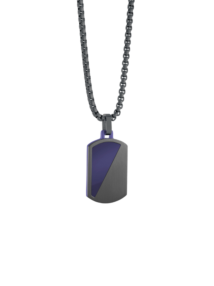 Cadena Con DogTag Mitad Pulido/Cepillado
