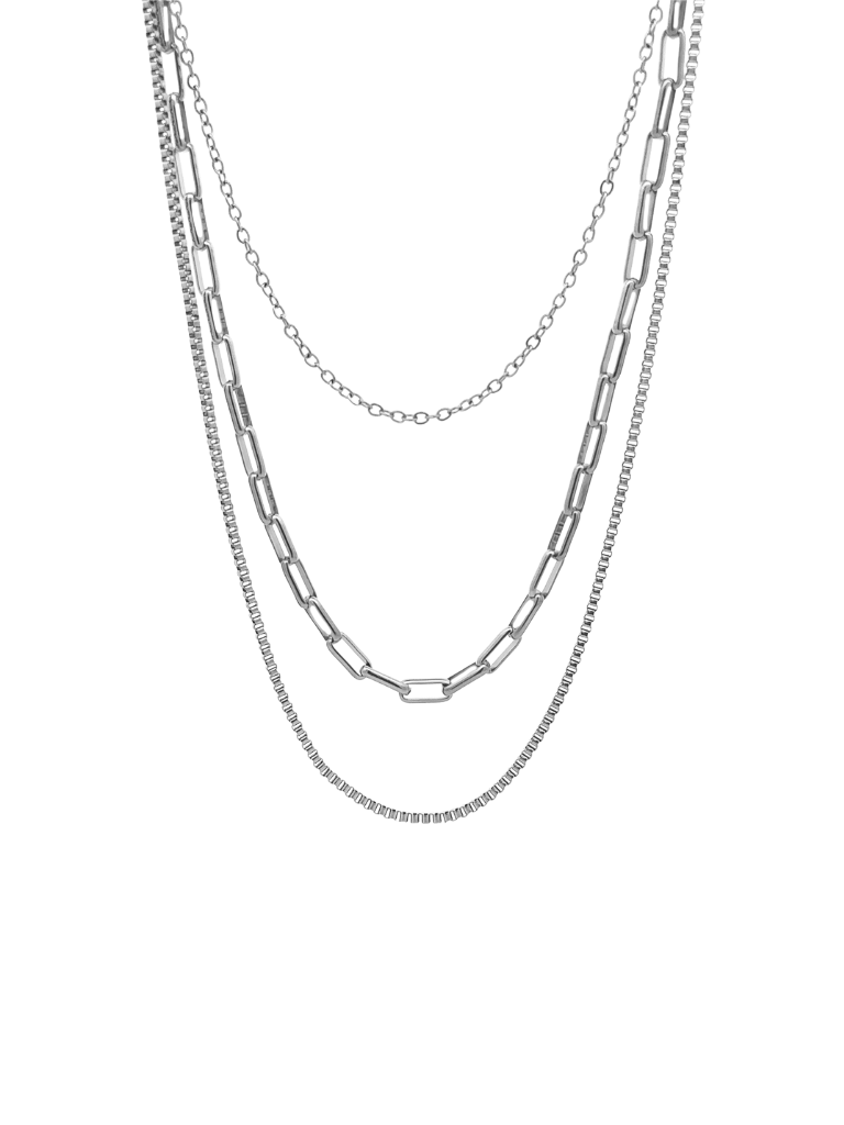 Collar Triple Con Cadena Eslabon