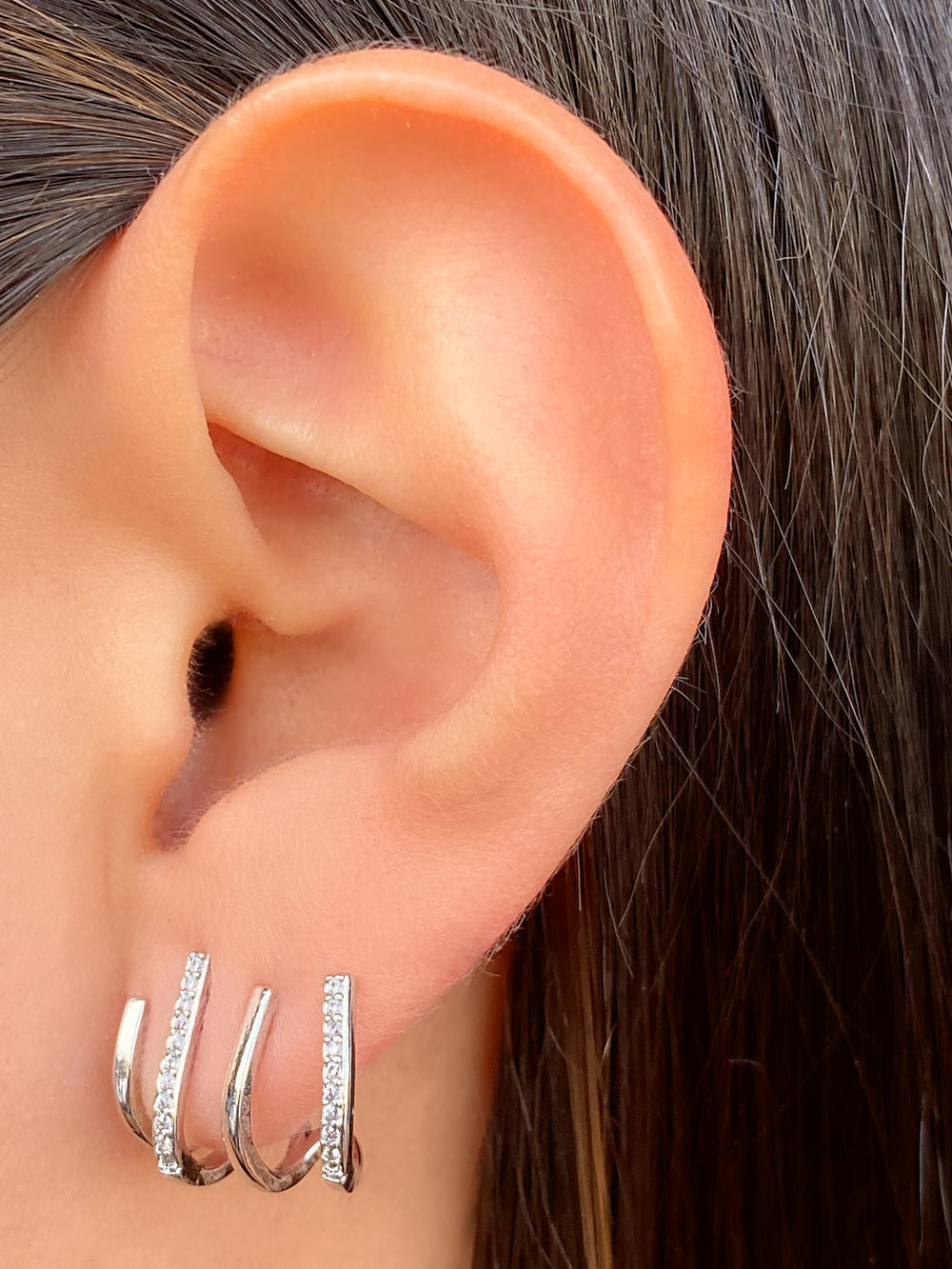 Par Arete Con Cuatro Lineas Zirconias