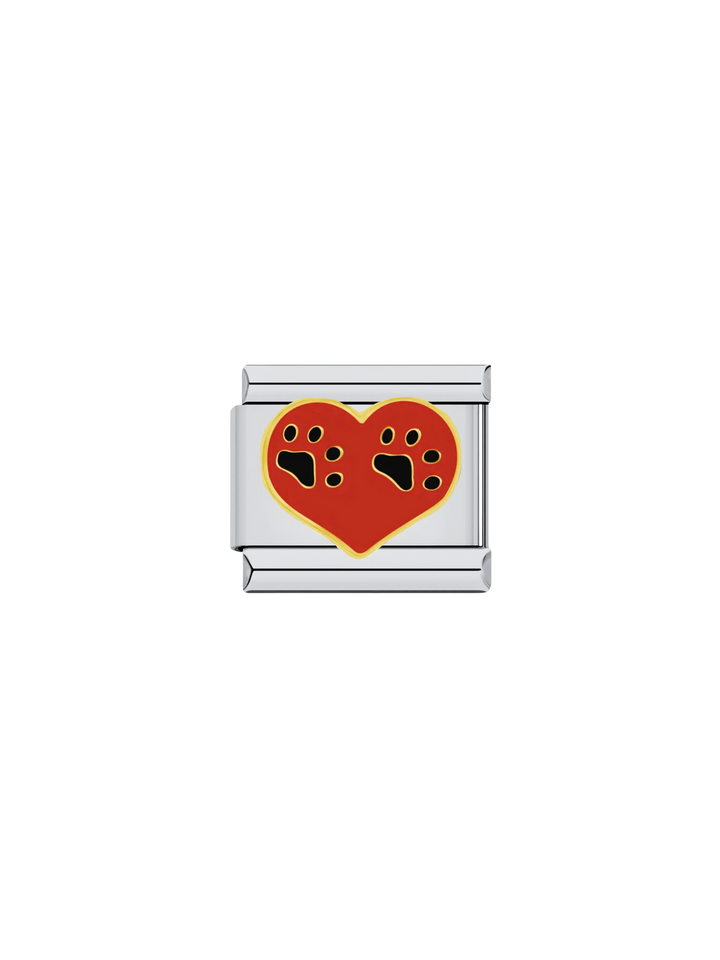Charm Corazon Rojo Con Dos Huellas