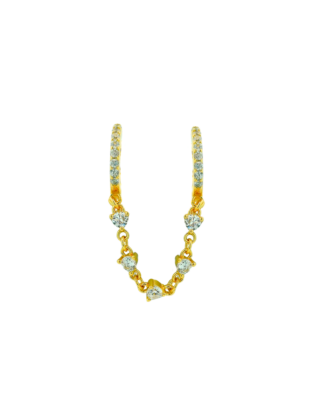 Arracada Doble Con Cadena Zirconia
