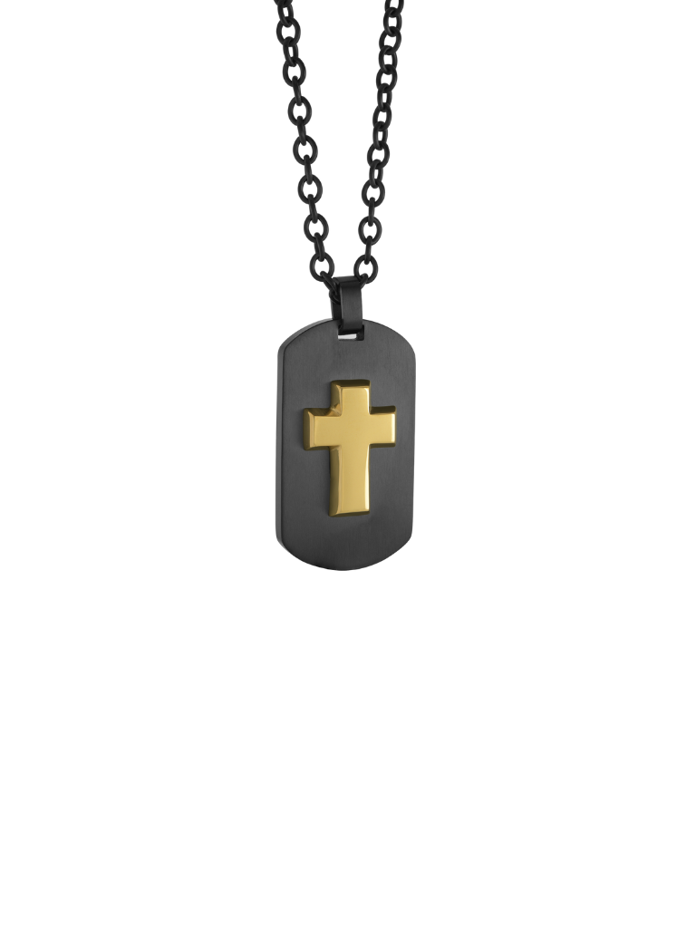 Cadena Eslabon Redondo DogTag Con Cruz