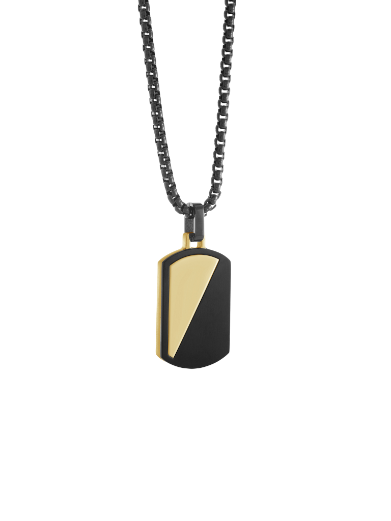 Cadena Con DogTag Mitad Pulido/Cepillado