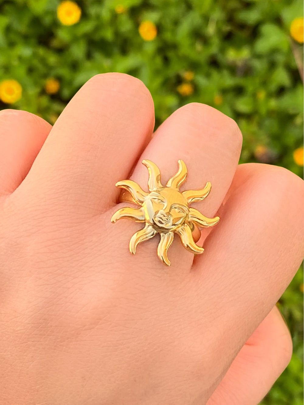 Anillo Sol Chunky Con Cara