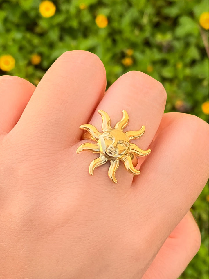 Anillo Sol Chunky Con Cara