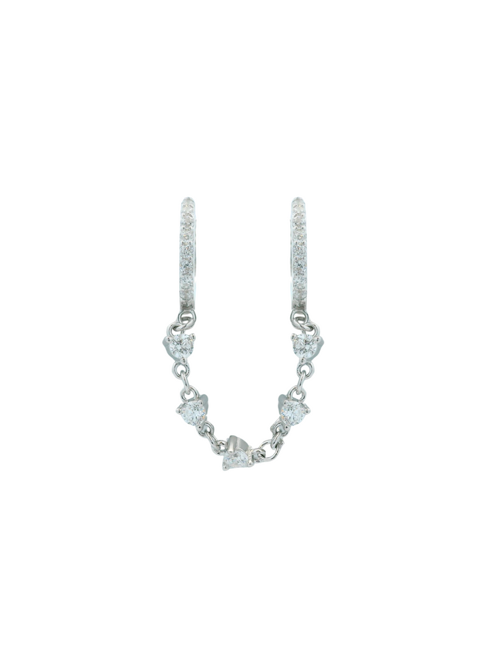 Arracada Doble Con Cadena Zirconia