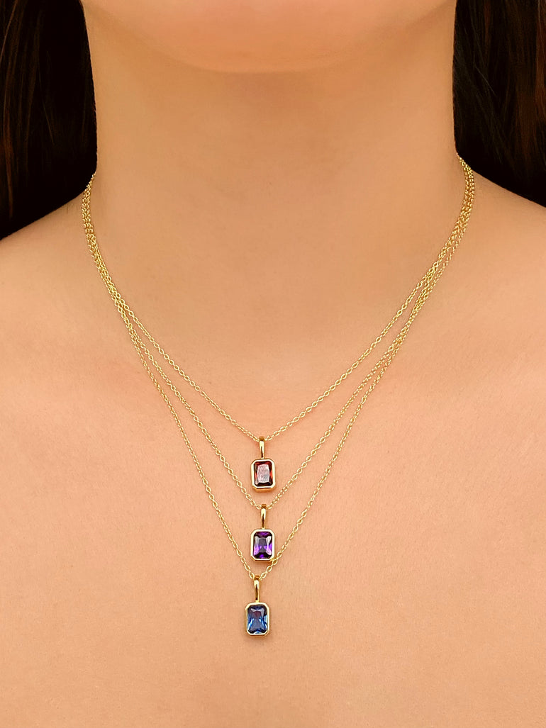 Collar Birthstone Rectangular Dorado