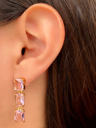 Par Arete Tira Triple Baguette Colores