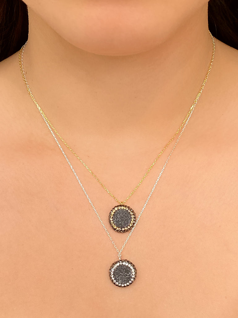 Collar Con Dije Calcita Negra