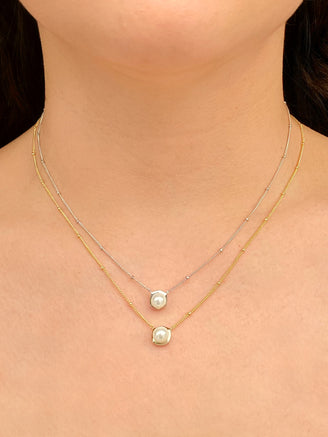 Collar Bolitas Y Perla Con Contorno