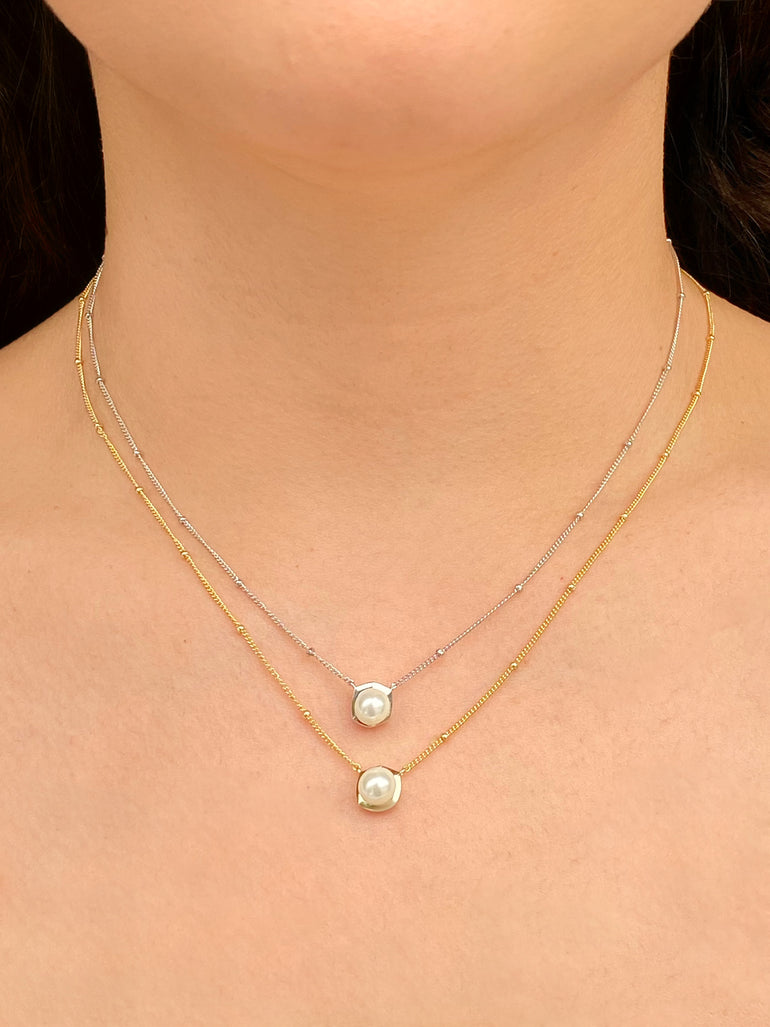 Collar Bolitas Y Perla Con Contorno