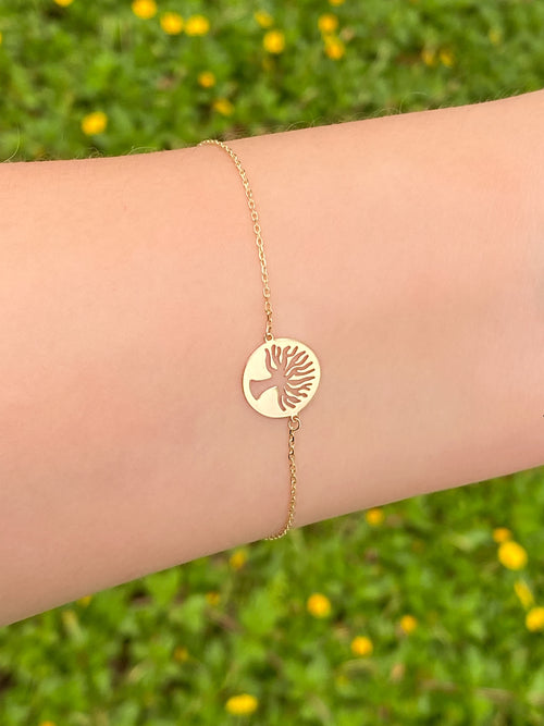 Pulsera Dije Arbol Oro 14k