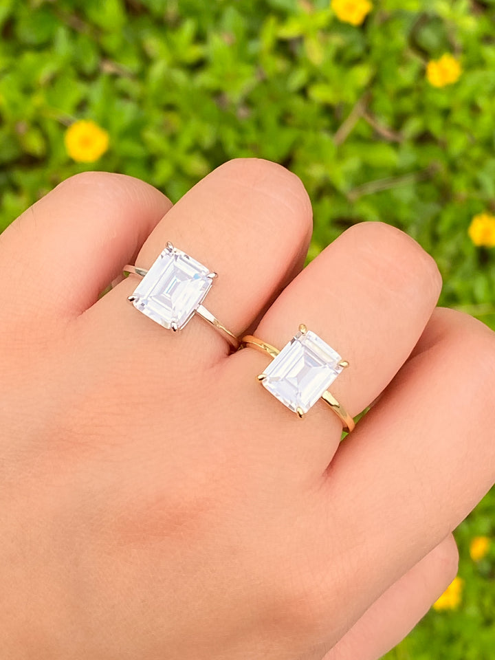 Anillo Con Piedra Rectangular Blanca