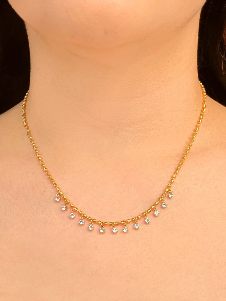 Collar Bolitas Con Zirconias Colgantes