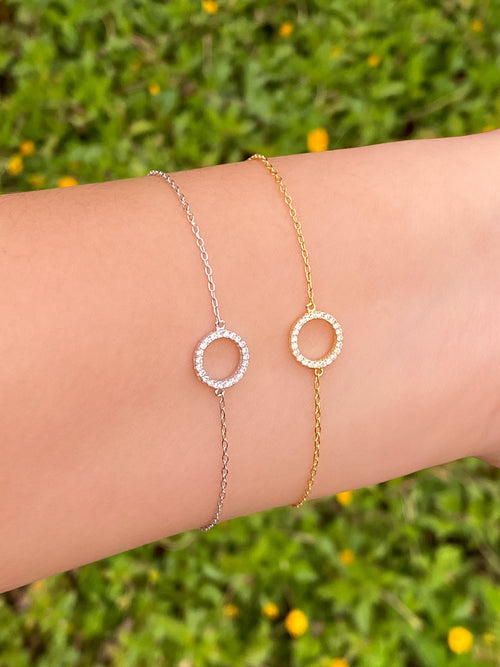 Pulsera Con Contorno Circulo Con Zirconias