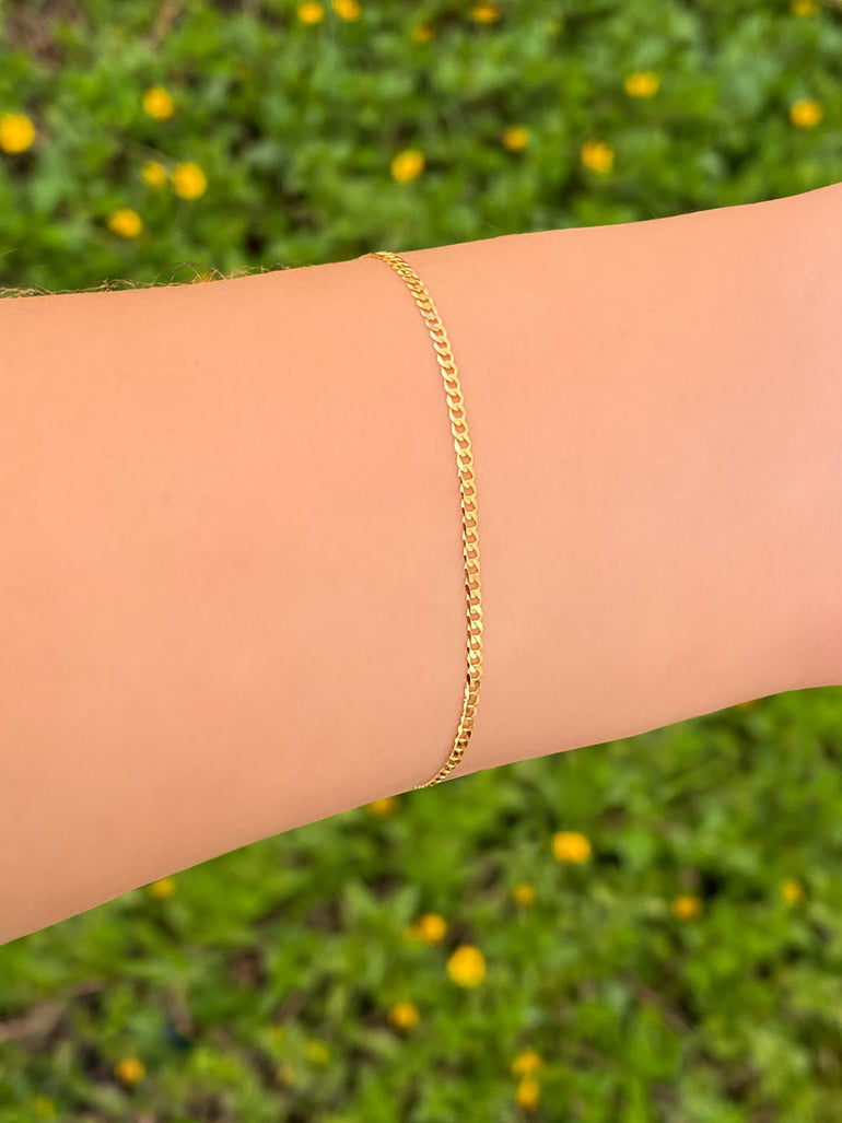 Pulsera Eslabones Planchados 1.9 mm Oro 14k
