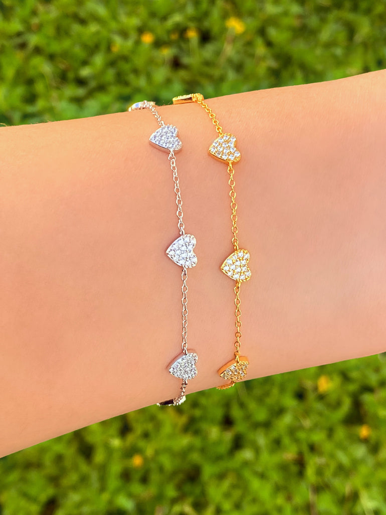 Pulsera Corazones Con Zirconias