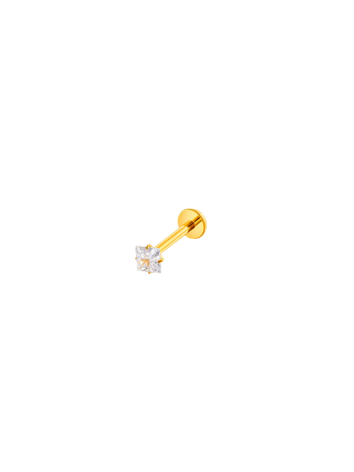 Aretes Zirconia Cuadrada Primera Perforacion Titanio