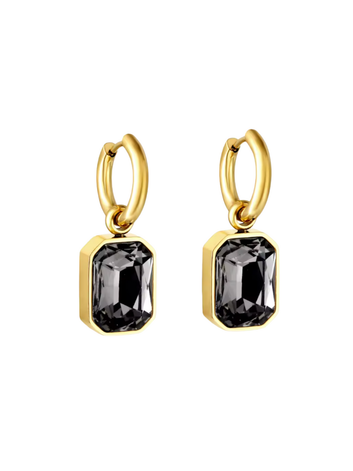 Par Arracada Con Dije Piedra Rectangular