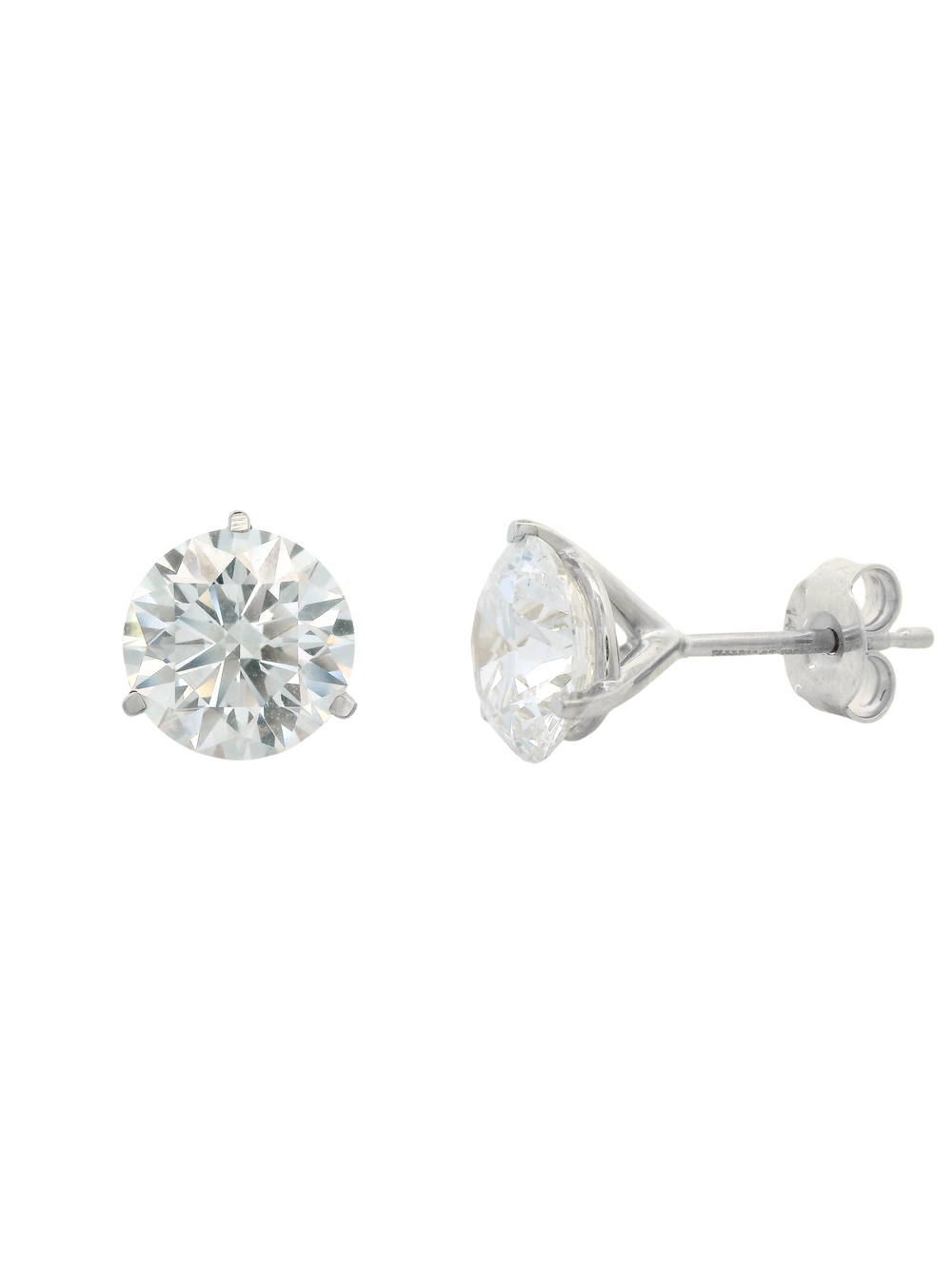 Par Aretes 3 Ct Round Diamantes Lab Grown