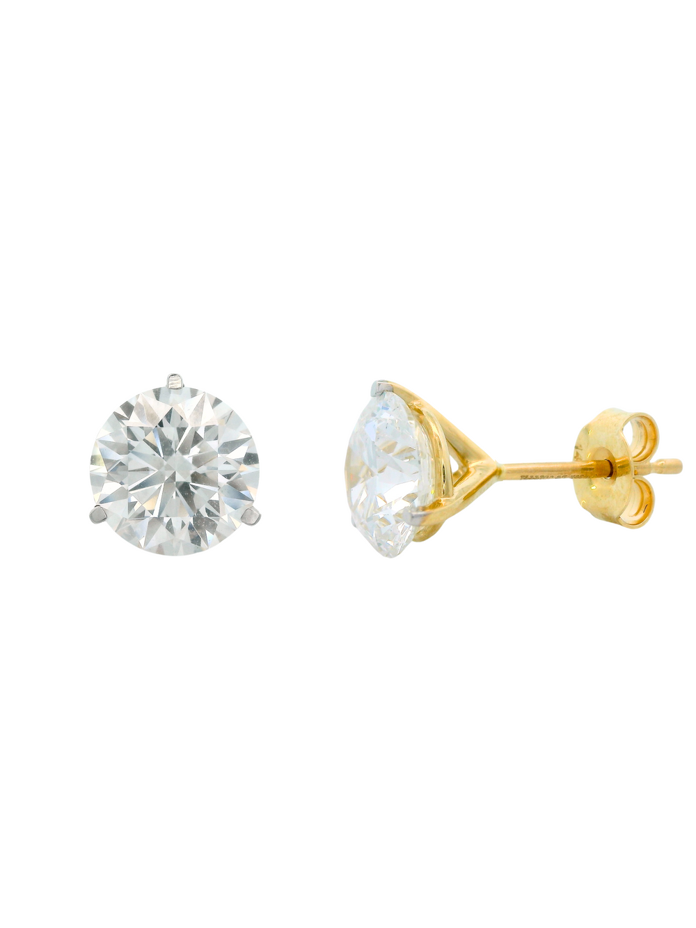 Par Aretes 3 Ct Round Diamantes Lab Grown