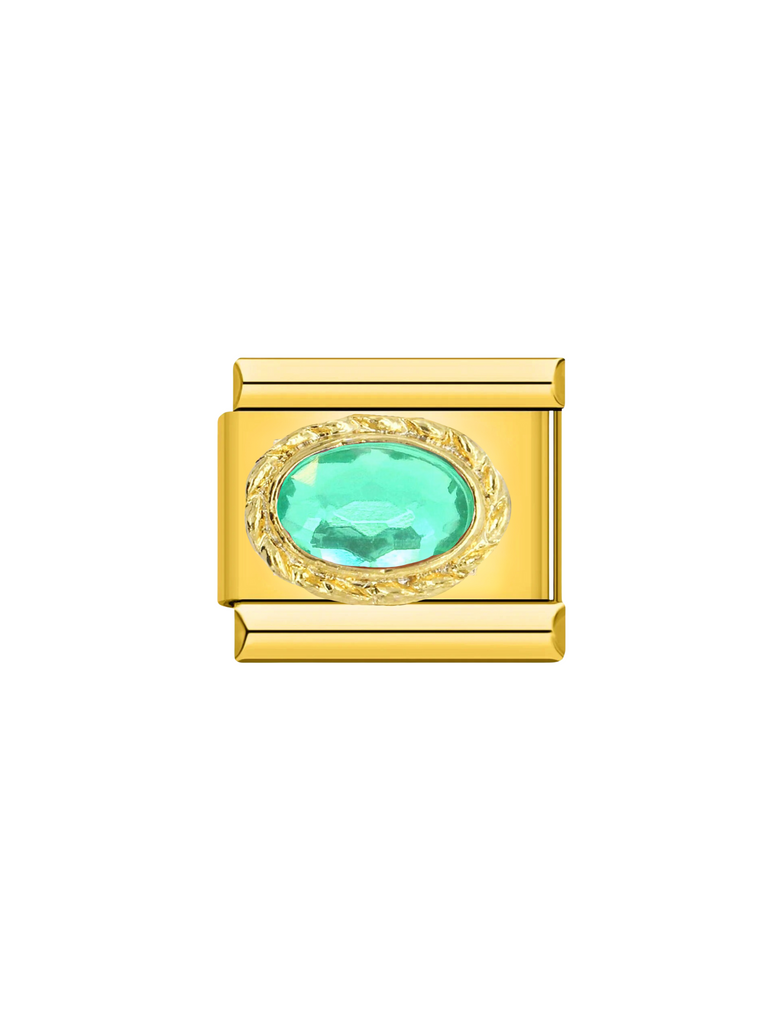 Charm Dorado Con Piedra Ovalada Trenzada