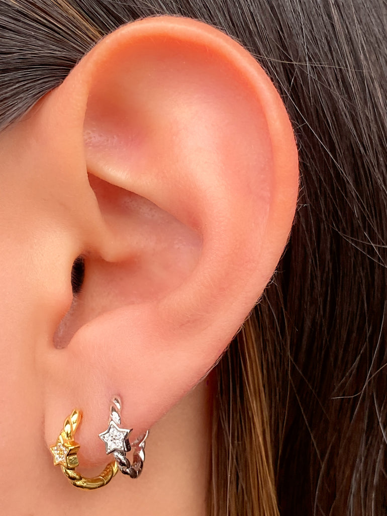 Arracada Luna y Estrella Doble Vista