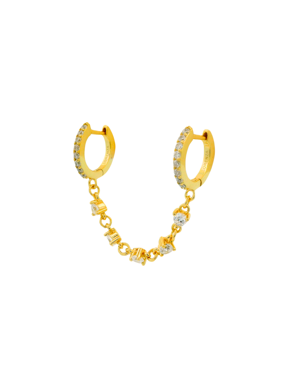 Arracada Doble Con Cadena Zirconia