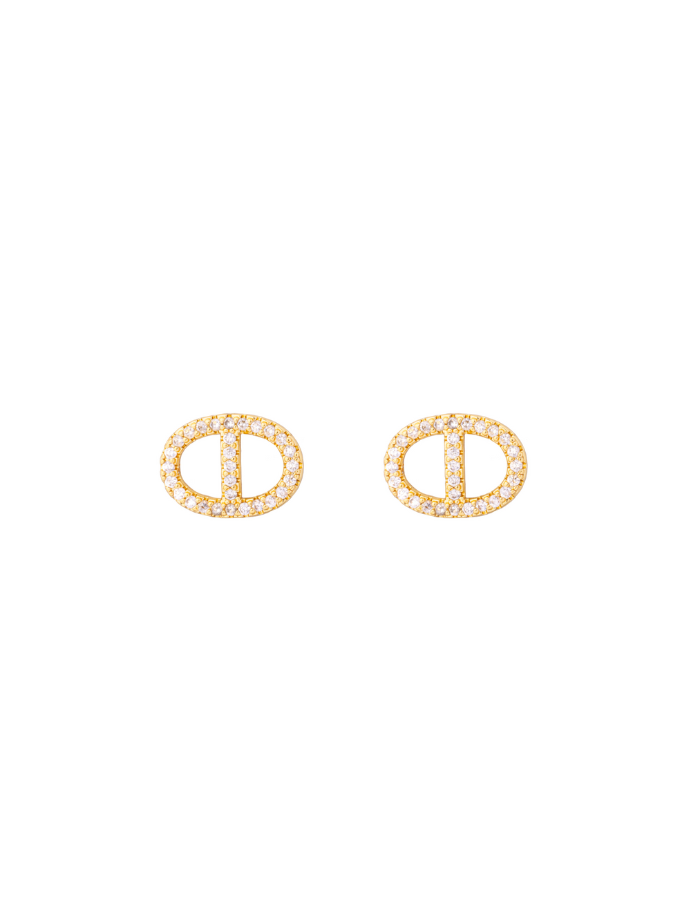 Par Arete Ovalo Zirconias Con Linea