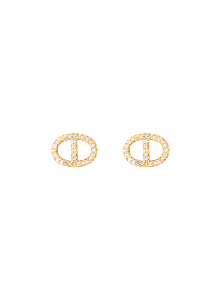 Par Arete Ovalo Zirconias Con Linea