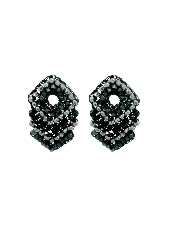 Par Arete Triple Rombo Negro