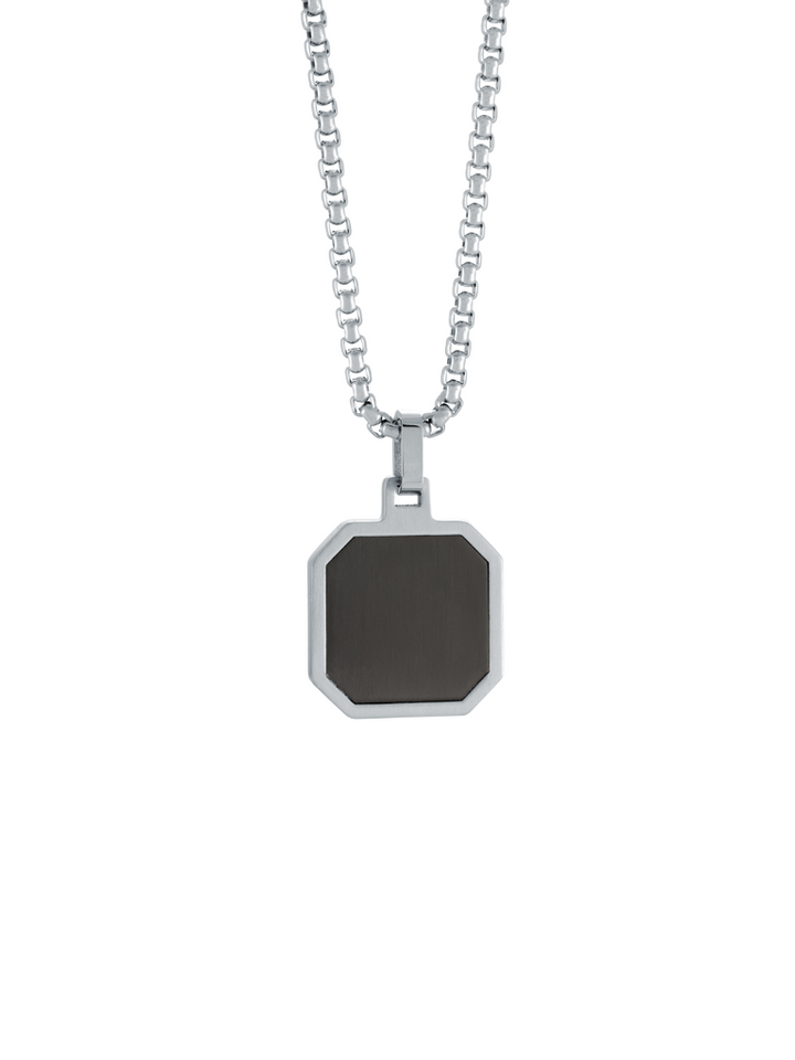 Collar Con Dije Piedra Negra Mate