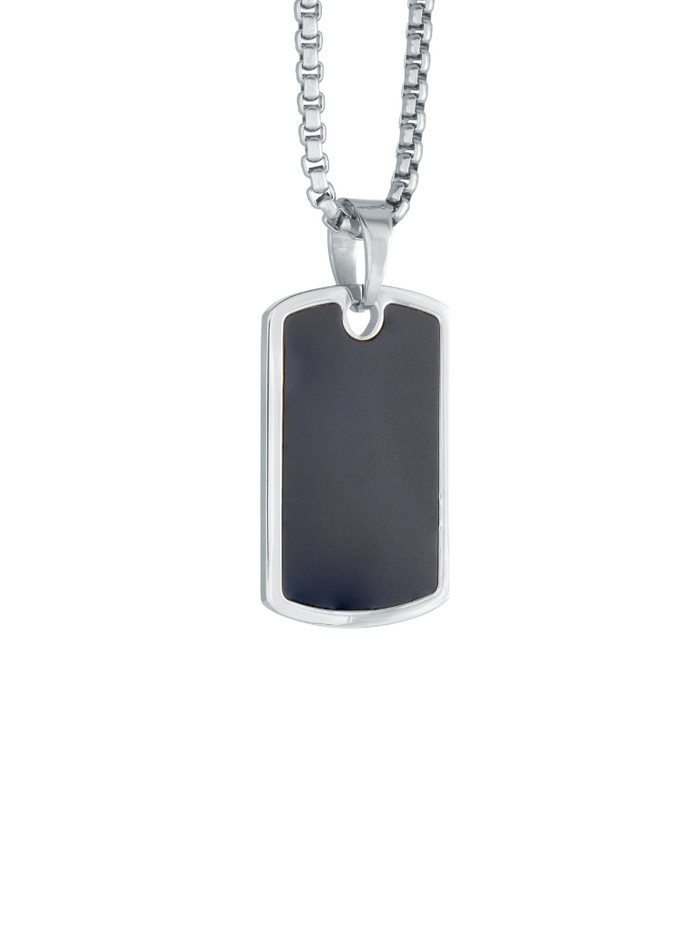 Collar Con DogTag Piedra Negra Mate